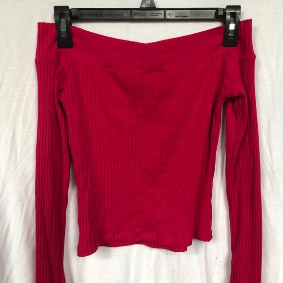 Pink off the shoulder long sleeve shirt - Picture 3 of 6